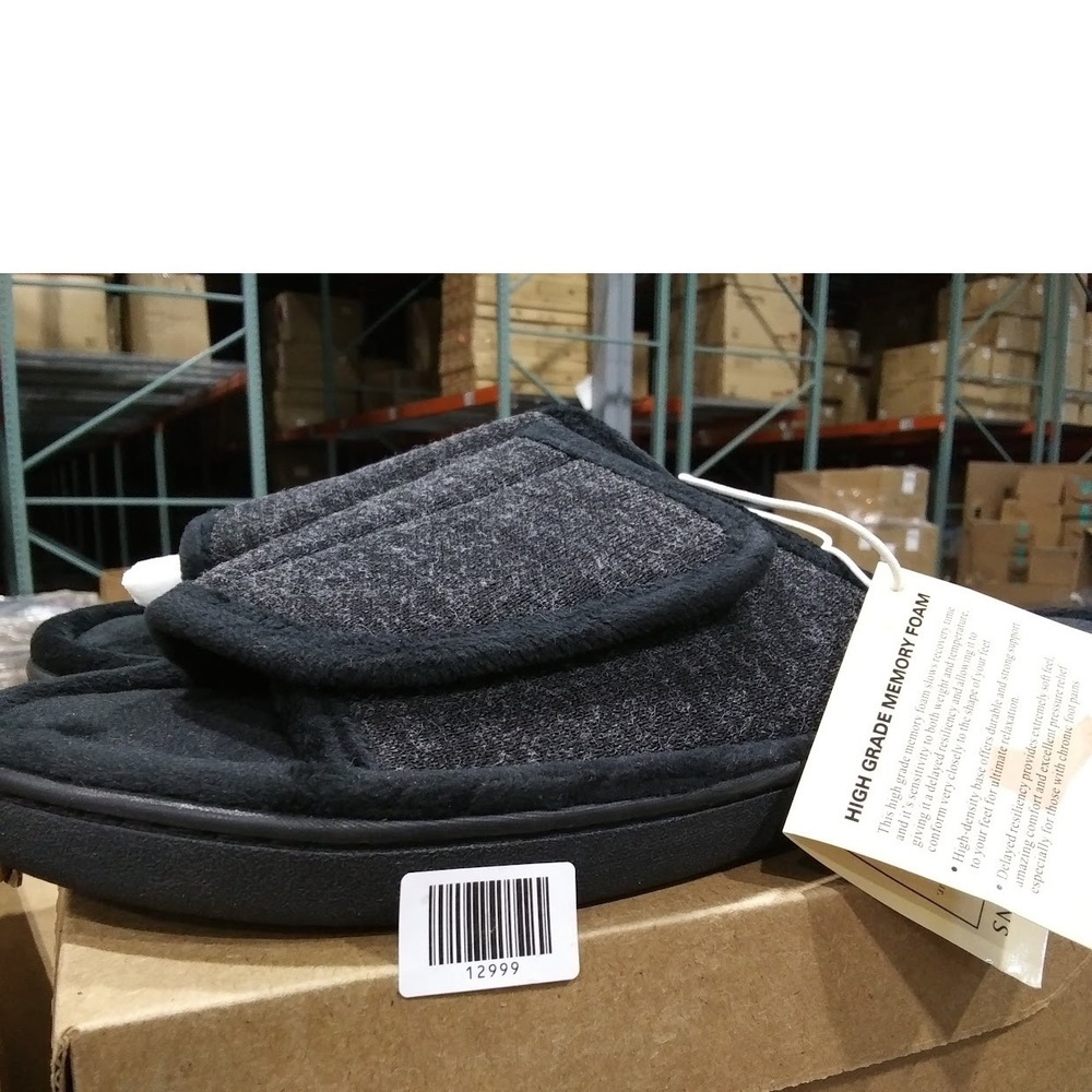 DL Men's Adjustable Memory Foam Slippers Gray 10